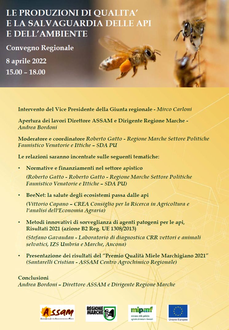 08/04/2022 - Convegno regionale: “Le produzioni di qualità e la salvaguardia delle api e dell’ambiente”