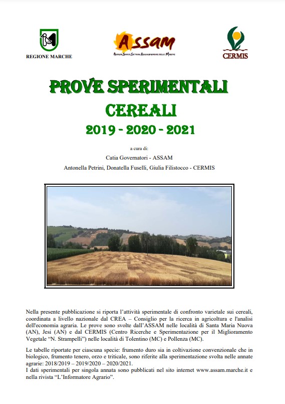 Cereals experimental trials 2019-2021