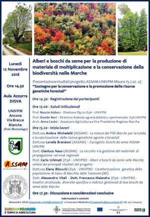 12/11/2018: Giornata studio "Alberi e boschi da seme per la produzione di materiale di moltiplicazione e la conservazione della biodiversità nelle Marche"